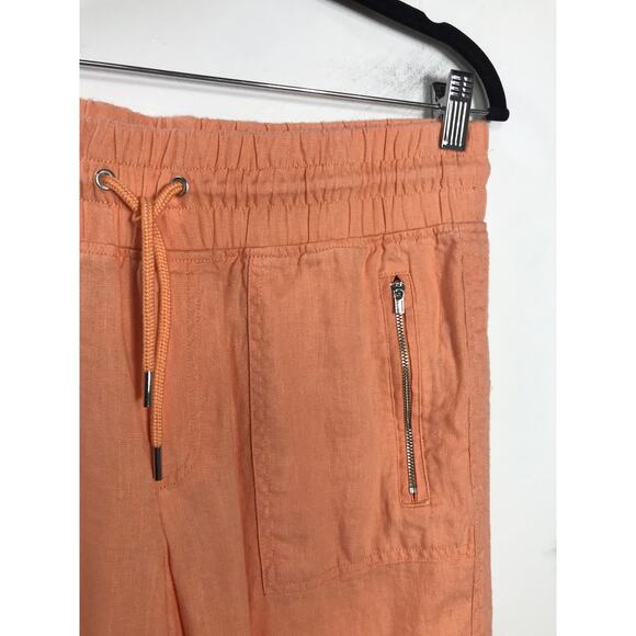 Athleta Women's 10 Coral Orange Cabo Linen Jogger Pants Casual Comfy Everyday - Picture 2 of 10